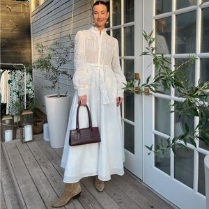 Sezane Ivory Eyelet Longsleeve Maxi Dress